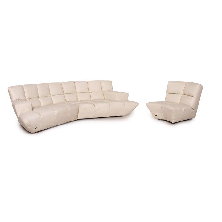 Bretz Cloud 7 Leder Sofa Garnitur Creme 1x Ecksofa 1x Sessel