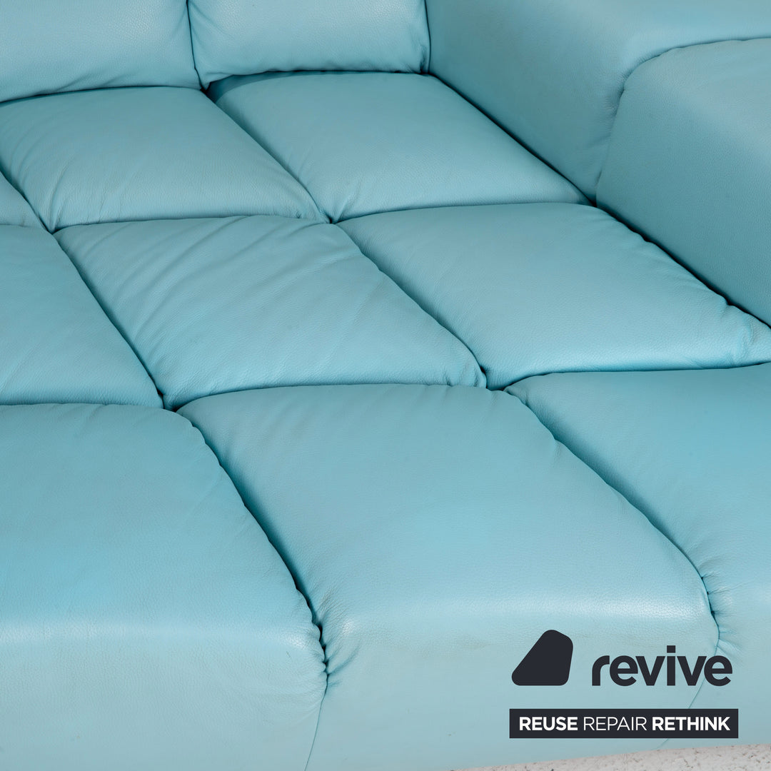 Bretz Cloud 7 Leder Sofa Hellblau Blau Ecksofa Modular Ausziehbar Couch