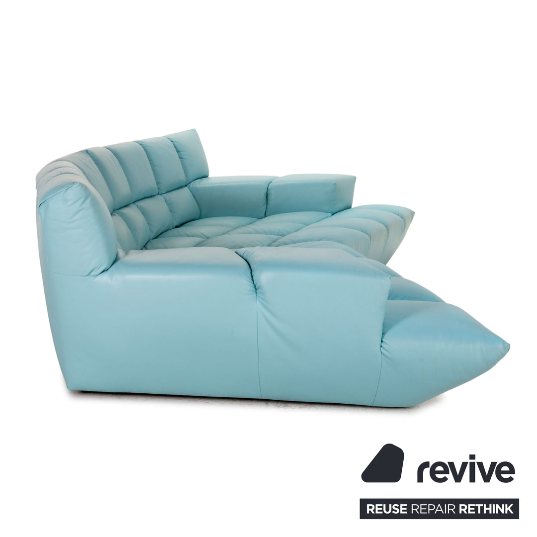 Bretz Cloud 7 Leder Sofa Hellblau Blau Ecksofa Modular Ausziehbar Couch