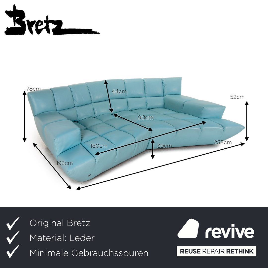 Bretz Cloud 7 Leder Sofa Hellblau Blau Ecksofa Modular Ausziehbar Couch