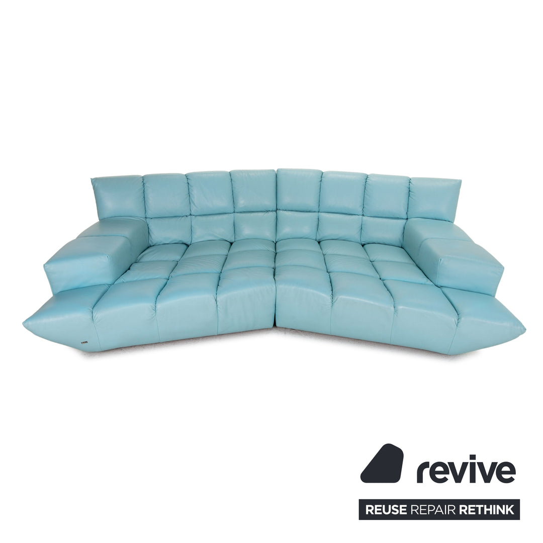 Bretz Cloud 7 Leder Sofa Hellblau Blau Ecksofa Modular Ausziehbar Couch