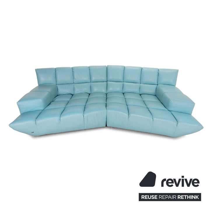 Bretz Cloud 7 Leder Sofa Hellblau Blau Ecksofa Modular Ausziehbar Couch