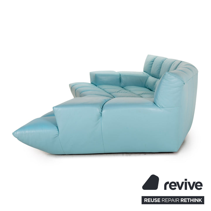 Bretz Cloud 7 Leder Sofa Hellblau Blau Ecksofa Modular Ausziehbar Couch