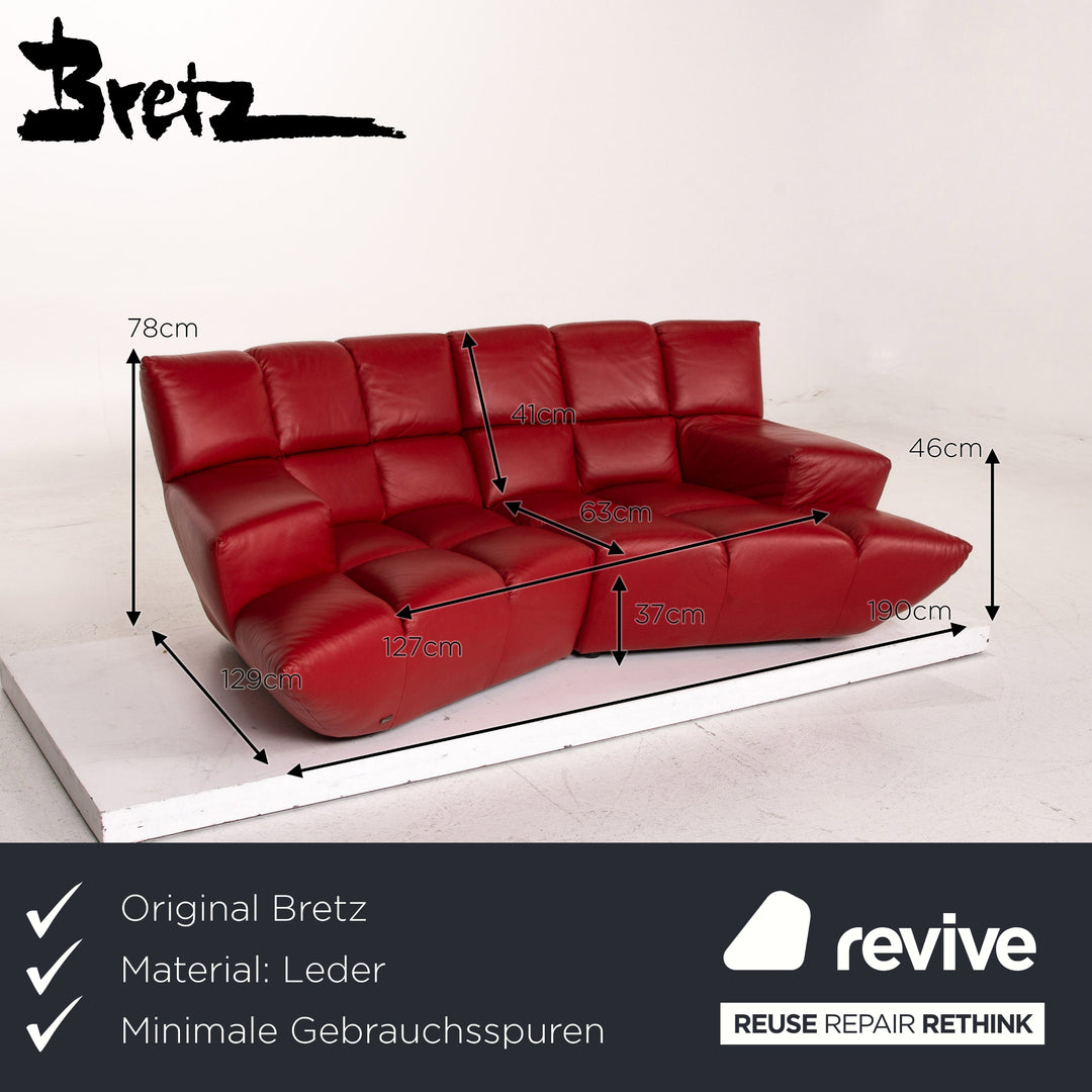 Bretz Cloud 7 Leder Sofa Rot Zweisitzer Couch #15321