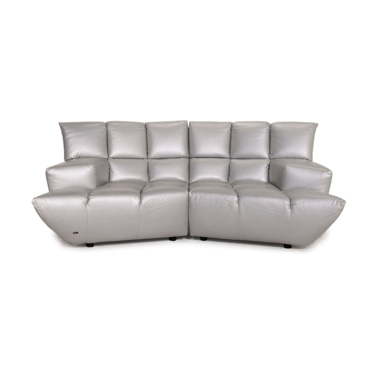 Bretz Cloud 7 Leder Sofa Silber