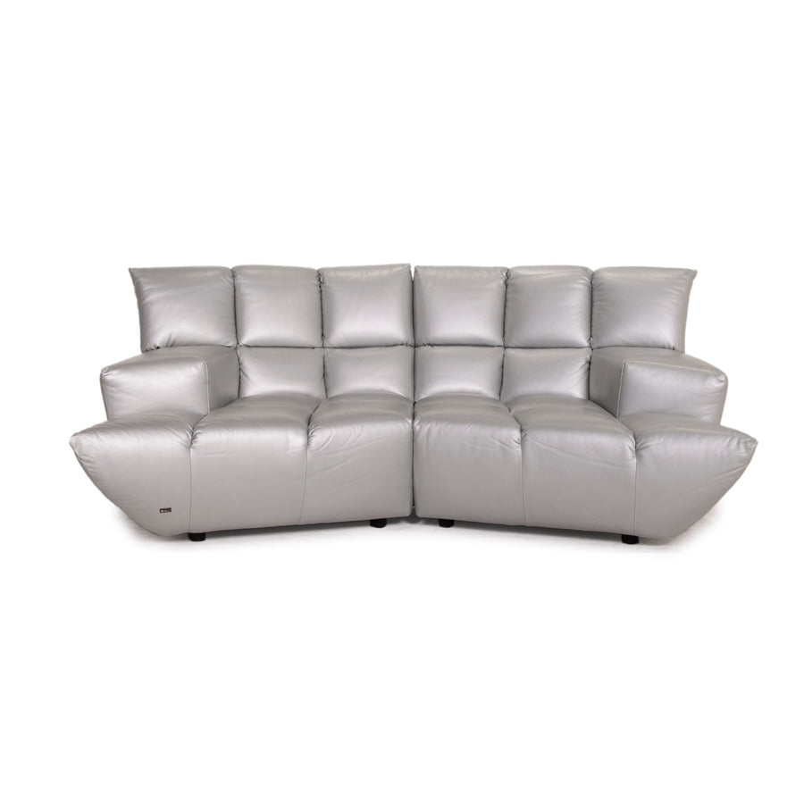 Bretz Cloud 7 Leder Sofa Silber