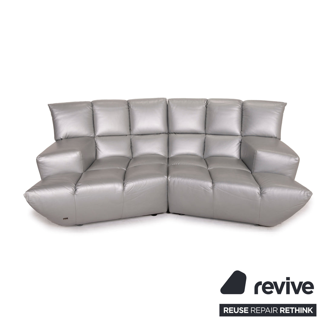 Bretz Cloud 7 Leder Sofa Silber