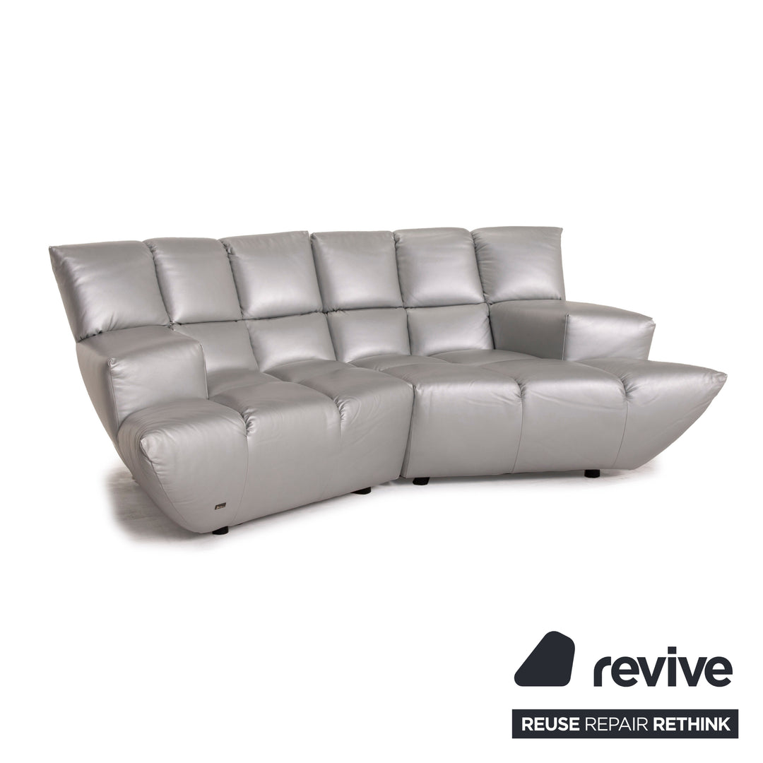 Bretz Cloud 7 Leder Sofa Silber