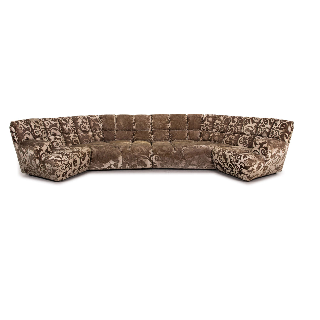 Bretz Cloud 7 Samt Stoff Ecksofa Beige Gemustert Sofa Couch #15420