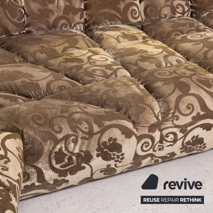Bretz Cloud 7 Samt Stoff Ecksofa Beige Gemustert Sofa Couch #15420