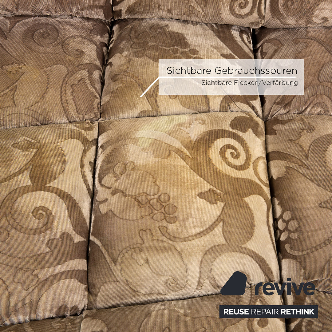 Bretz Cloud 7 Samt Stoff Ecksofa Beige Gemustert Sofa Couch #15420