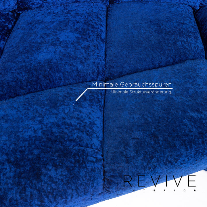Bretz Cloud 7 Samt Stoff Ecksofa Blau Sofa Couch Bretz Brothers #13265
