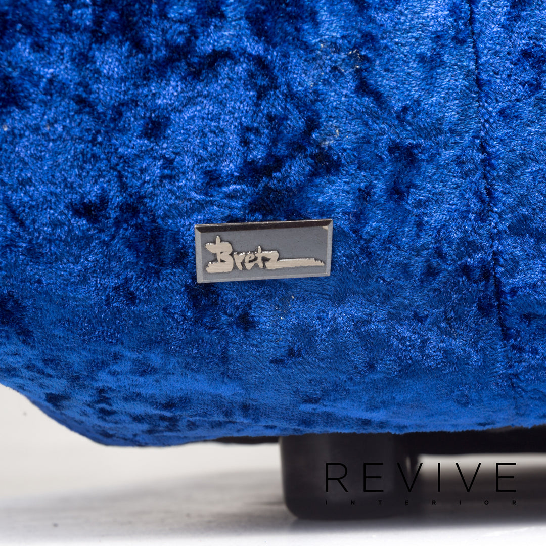 Bretz Cloud 7 Samt Stoff Ecksofa Blau Sofa Couch Bretz Brothers #13265