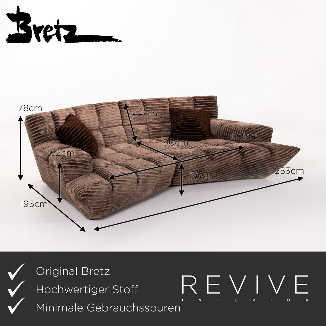 Bretz Cloud 7 Samt Stoff Sofa Garnitur Braun 1x Ecksofa 1x Sessel #13909