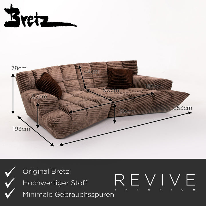 Bretz Cloud 7 Samt Stoff Sofa Garnitur Braun 1x Ecksofa 1x Sessel #13909