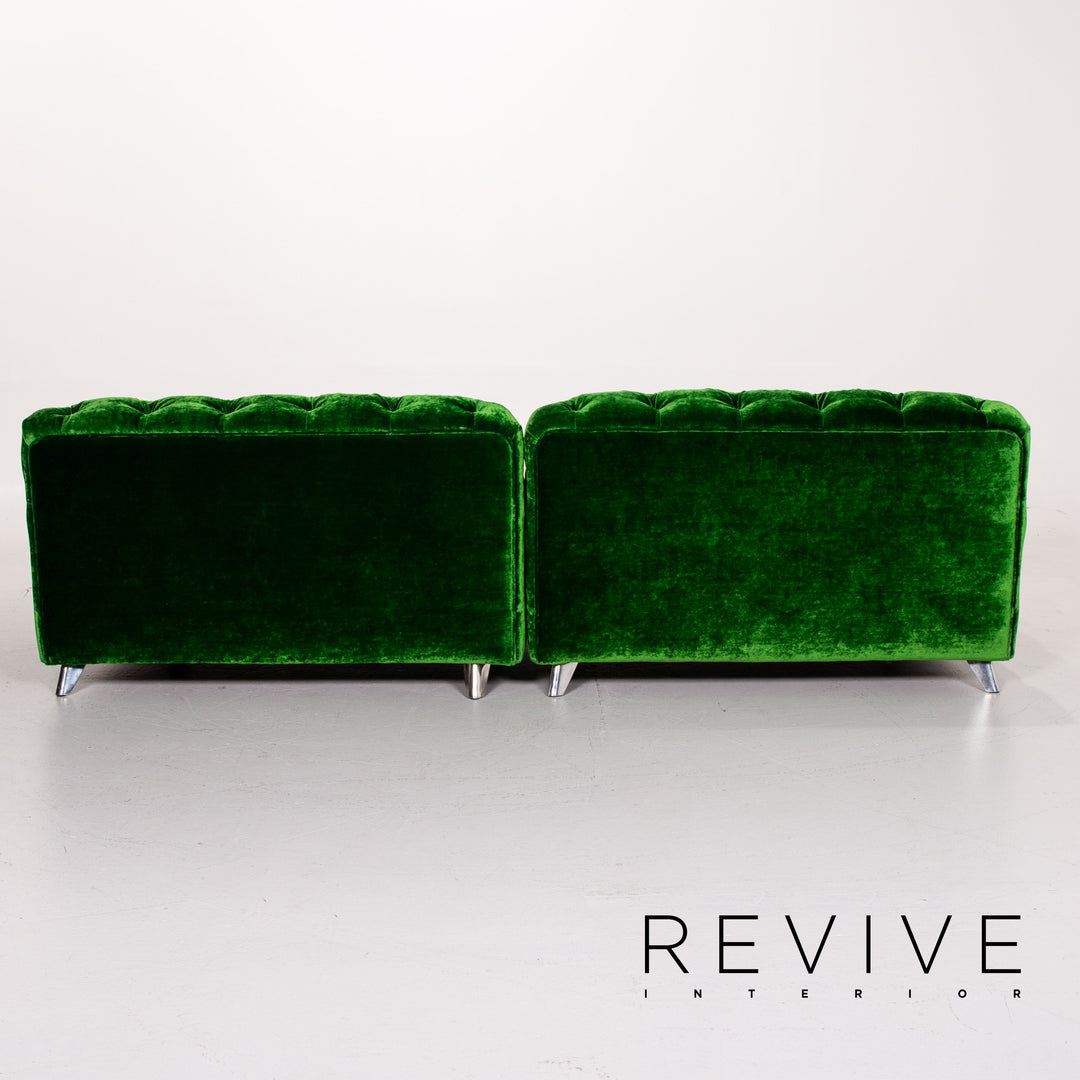 Bretz Cocoa Island Samt Stoff Sofa Grün Viersitzer Couch #14155