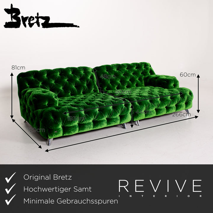 Bretz Cocoa Island Samt Stoff Sofa Grün Viersitzer Couch #14155