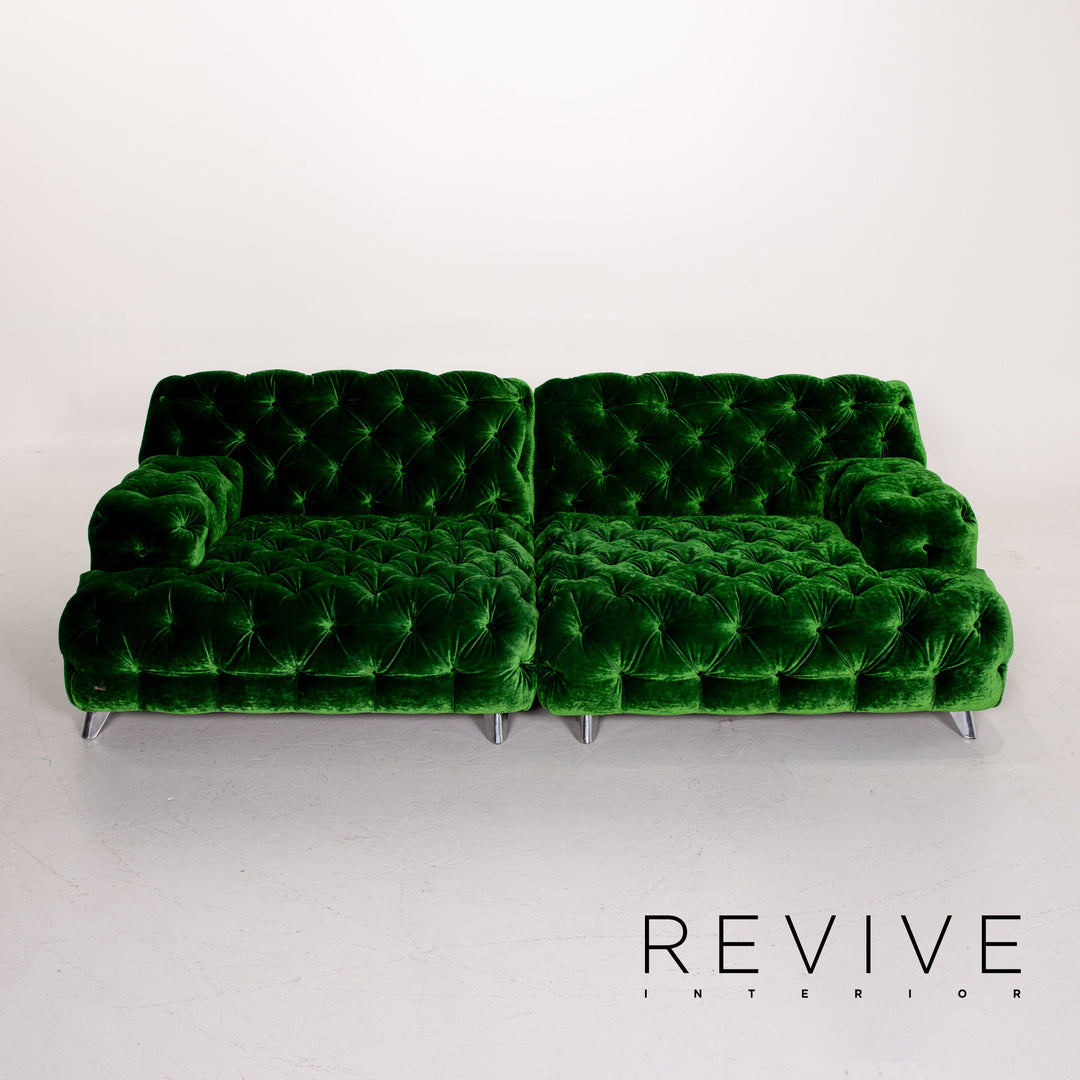 Bretz Cocoa Island Samt Stoff Sofa Grün Viersitzer Couch #14155