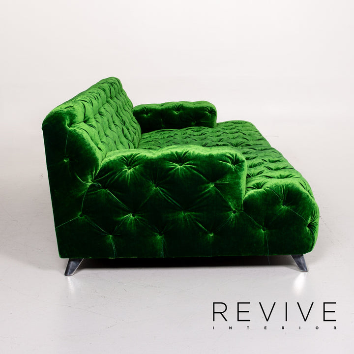 Bretz Cocoa Island Samt Stoff Sofa Grün Viersitzer Couch #14155