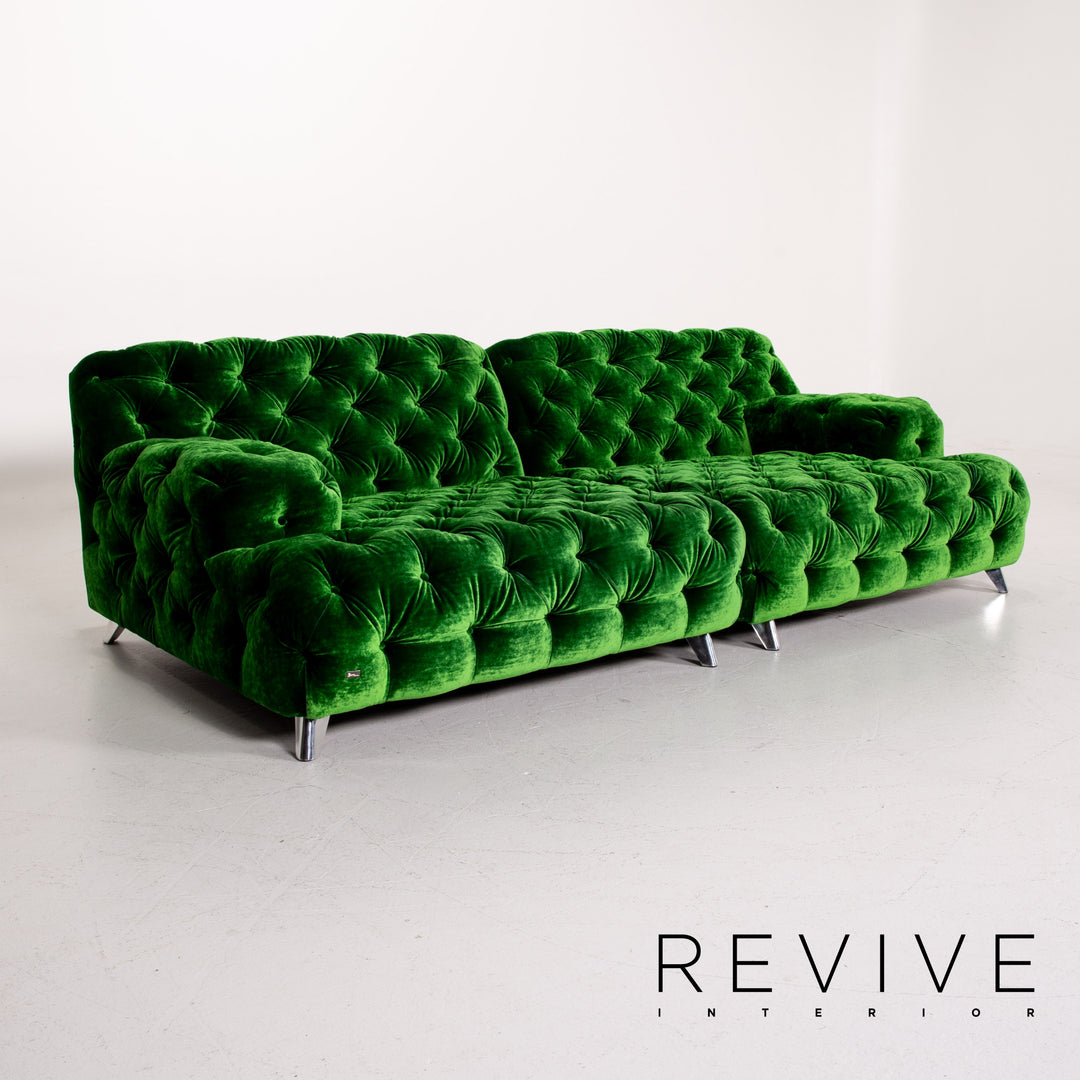 Bretz Cocoa Island Samt Stoff Sofa Grün Viersitzer Couch #14155