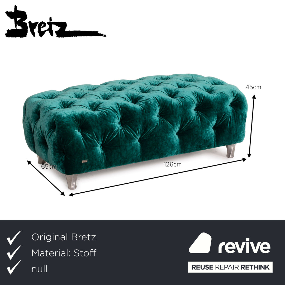 Bretz Cocoa Island Stoff Sofa Garnitur Grün 1xEcksofa 1xHocker Smaragdgrün Wohnlandschaft Samt Grün
