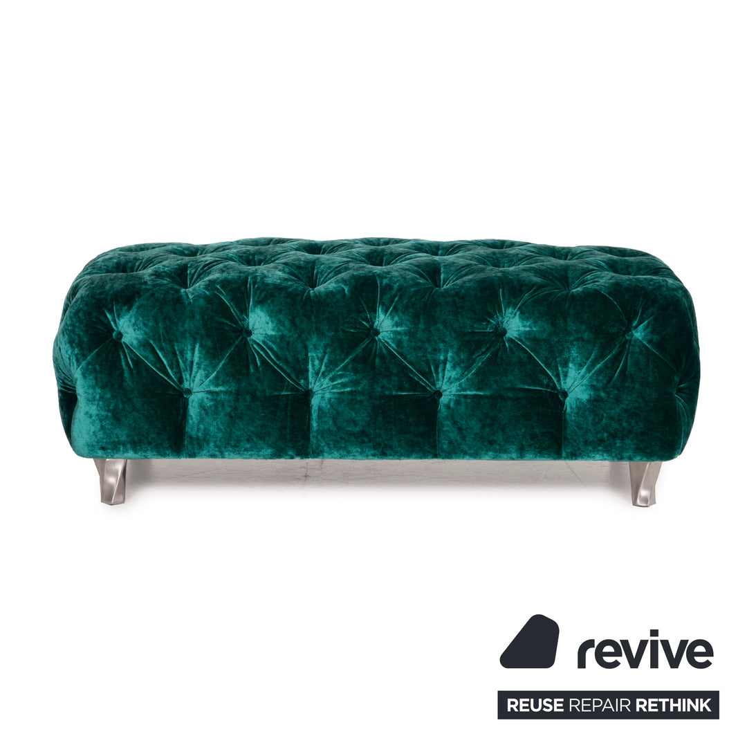 Bretz Cocoa Island Stoff Sofa Garnitur Grün 1xEcksofa 1xHocker Smaragdgrün Wohnlandschaft Samt Grün