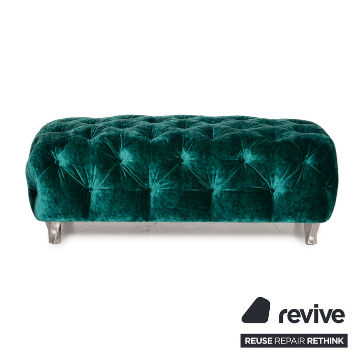 Bretz Cocoa Island Stoff Sofa Garnitur Grün 1xEcksofa 1xHocker Smaragdgrün Wohnlandschaft Samt Grün