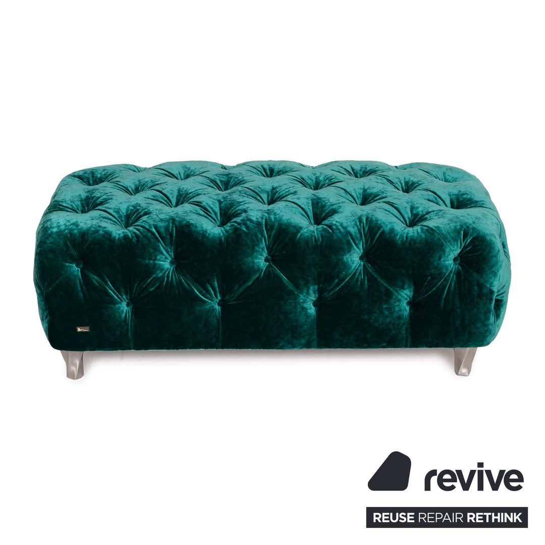 Bretz Cocoa Island Stoff Sofa Garnitur Grün 1xEcksofa 1xHocker Smaragdgrün Wohnlandschaft Samt Grün