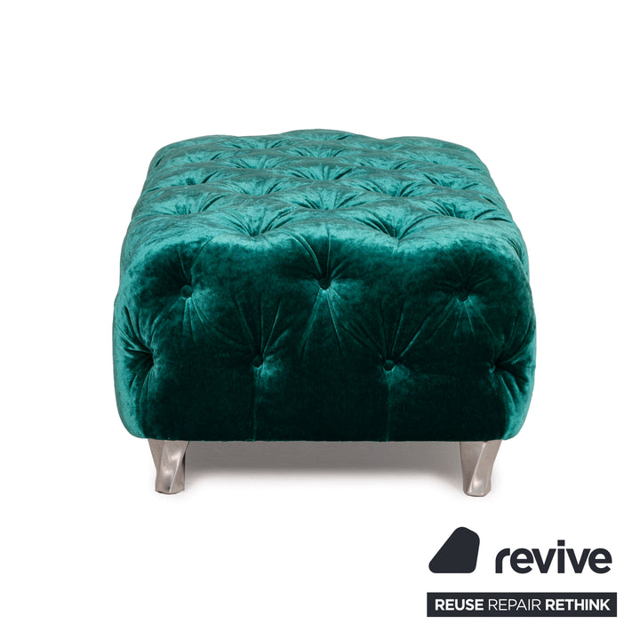 Bretz Cocoa Island Stoff Sofa Garnitur Grün 1xEcksofa 1xHocker Smaragdgrün Wohnlandschaft Samt Grün