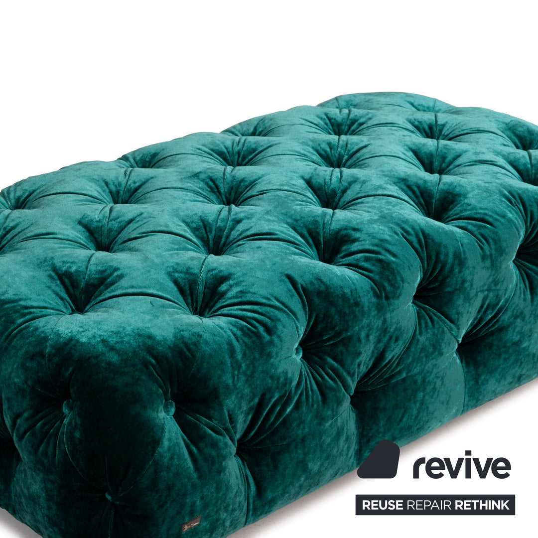 Bretz Cocoa Island Stoff Sofa Garnitur Grün 1xEcksofa 1xHocker Smaragdgrün Wohnlandschaft Samt Grün