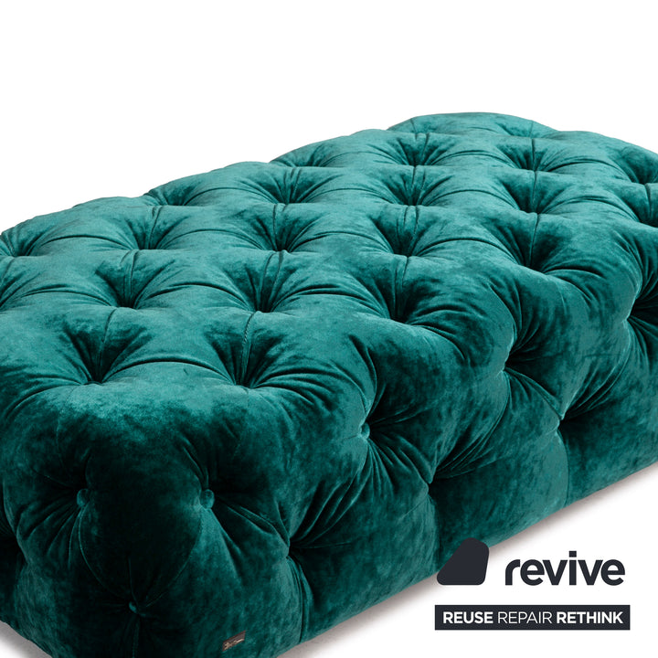 Bretz Cocoa Island Stoff Sofa Garnitur Grün 1xEcksofa 1xHocker Smaragdgrün Wohnlandschaft Samt Grün