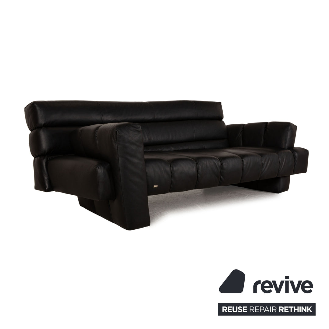 Bretz Confucius Leder Sofa Schwarz Dreisitzer Couch