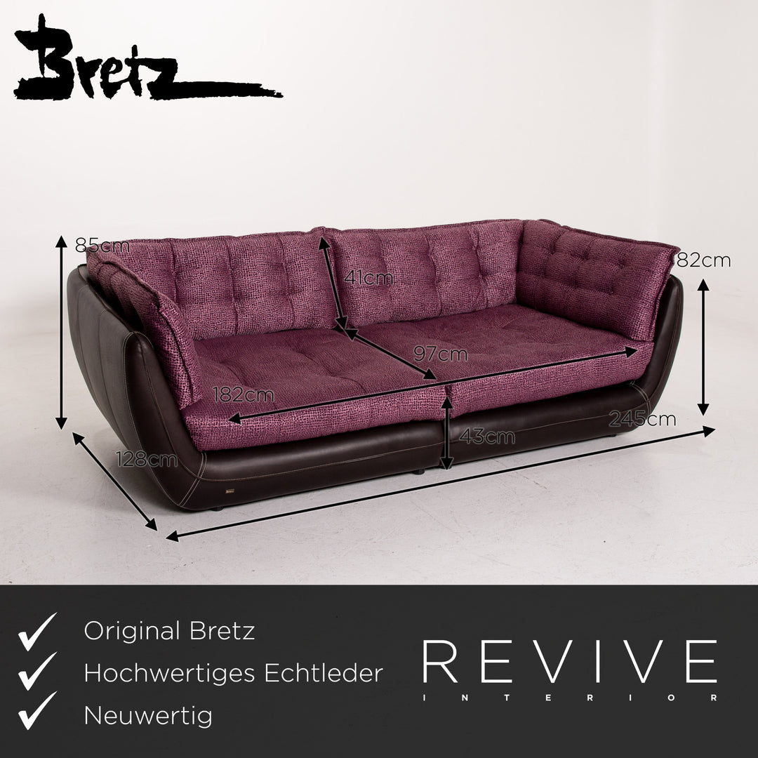 Bretz Cupcake Leder Stoff Sofa Lila Braun Viersitzer Couch #12035