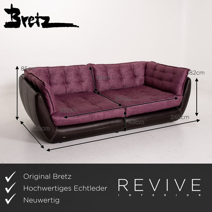 Bretz Cupcake Leder Stoff Sofa Lila Braun Viersitzer Couch #12035
