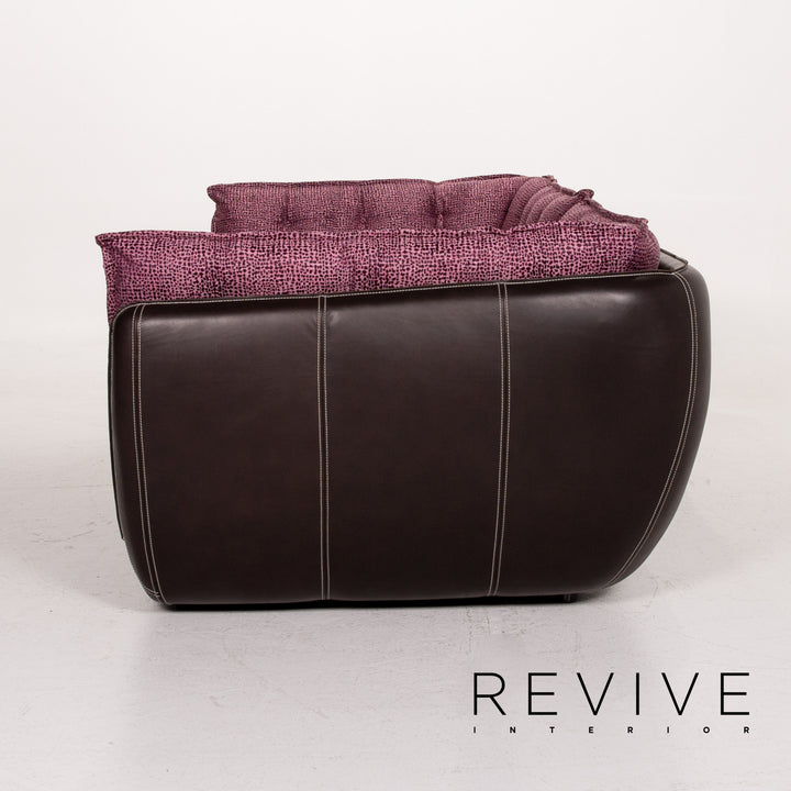 Bretz Cupcake Leder Stoff Sofa Lila Braun Viersitzer Couch #12035