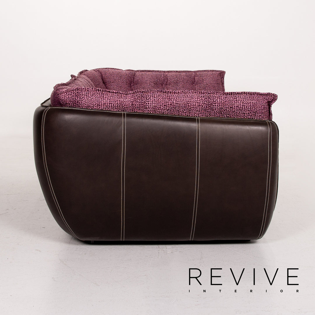 Bretz Cupcake Leder Stoff Sofa Lila Braun Viersitzer Couch #12035
