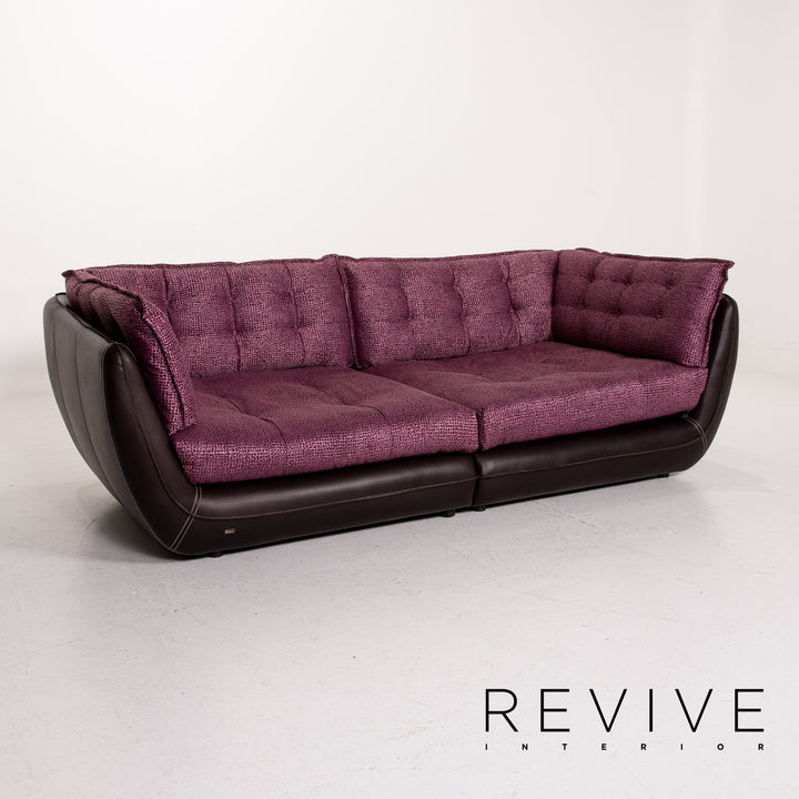 Bretz Cupcake Leder Stoff Sofa Lila Braun Viersitzer Couch #12035