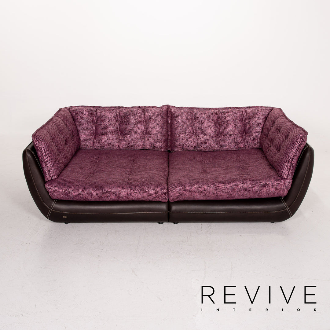 Bretz Cupcake Leder Stoff Sofa Lila Braun Viersitzer Couch #12035