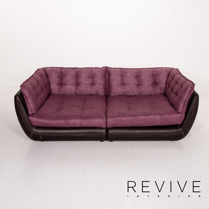 Bretz Cupcake Leder Stoff Sofa Lila Braun Viersitzer Couch #12035