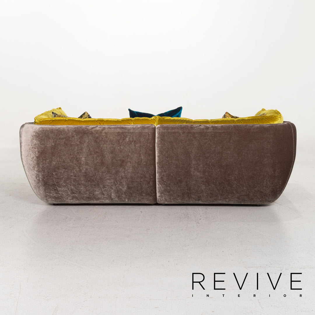 Bretz Cupcake Stoff Sofa Gelb Braun Viersitzer Couch #13179