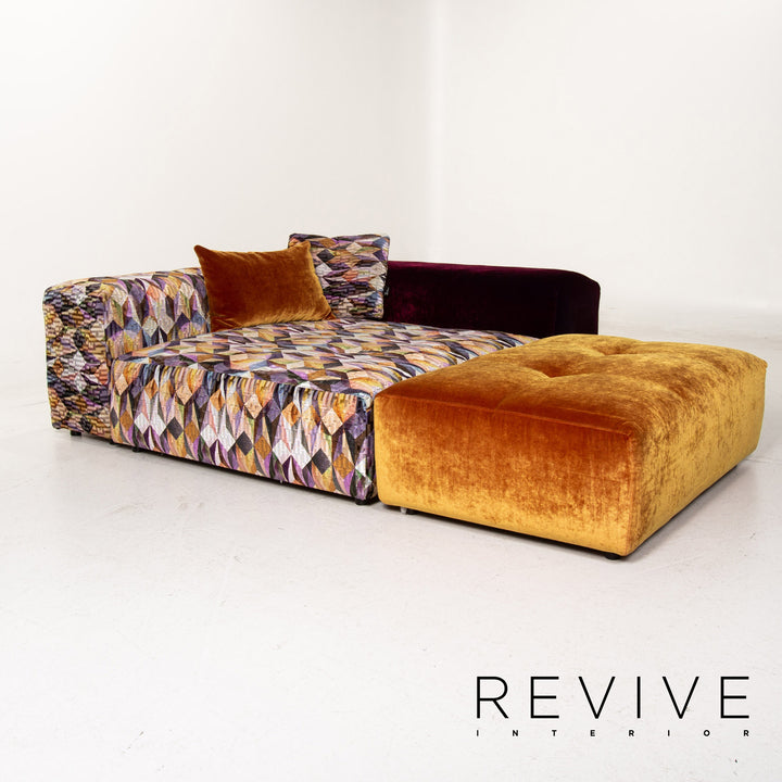 Bretz Drop City Samt Stoff Ecksofa Orange Violett Gemustert Modular Sofa Couch