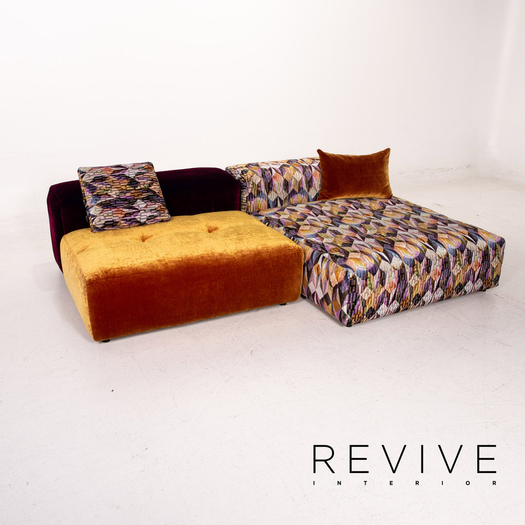 Bretz Drop City Samt Stoff Ecksofa Orange Violett Gemustert Modular Sofa Couch
