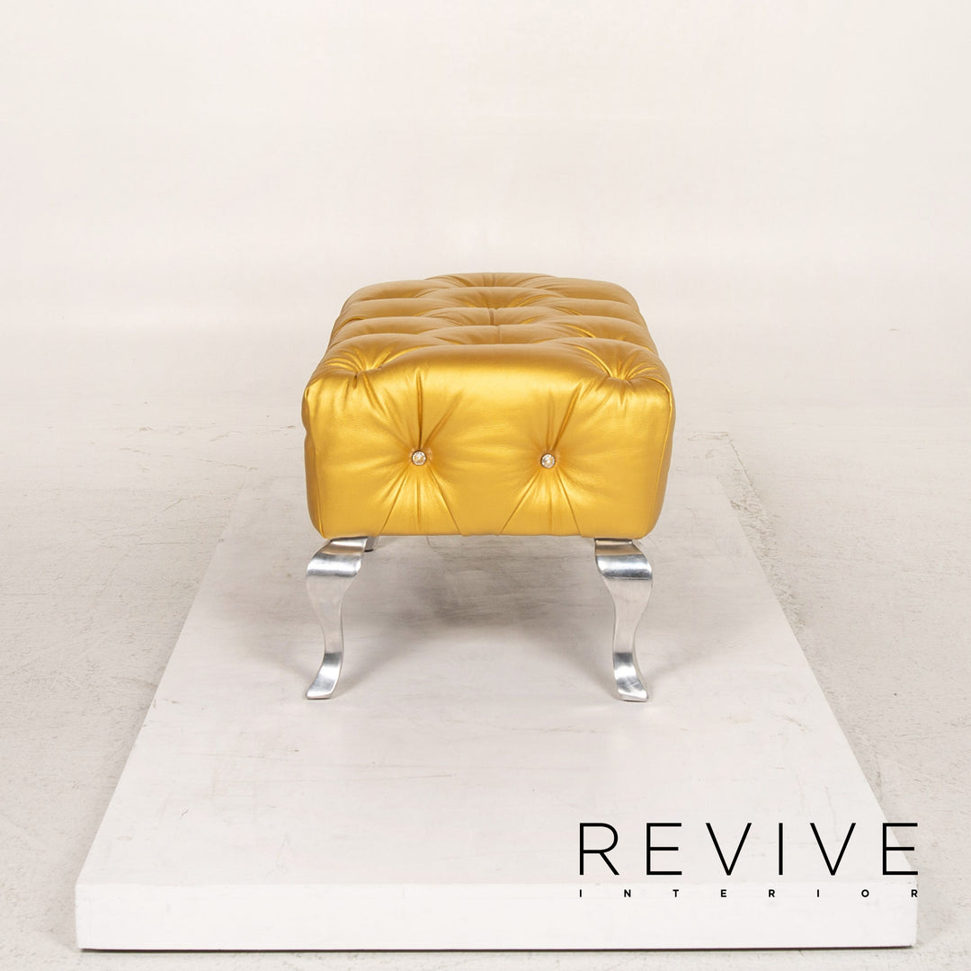 Bretz EVES ISLAND Leder Sessel Garnitur Gold 2x Sessel 1x Hocker Drehbar #13551
