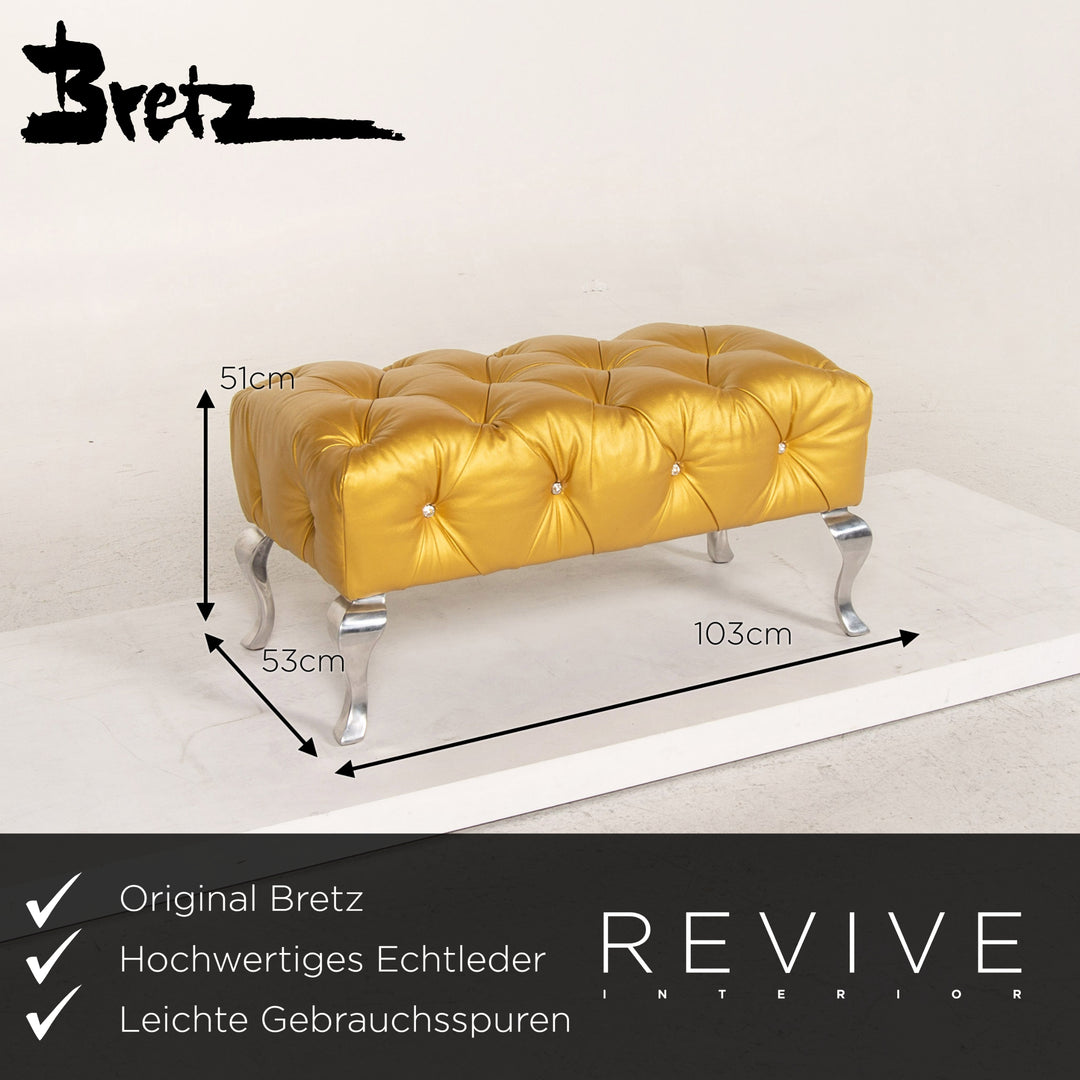 Bretz EVES ISLAND Leder Sessel Garnitur Gold 2x Sessel 1x Hocker Drehbar #13551