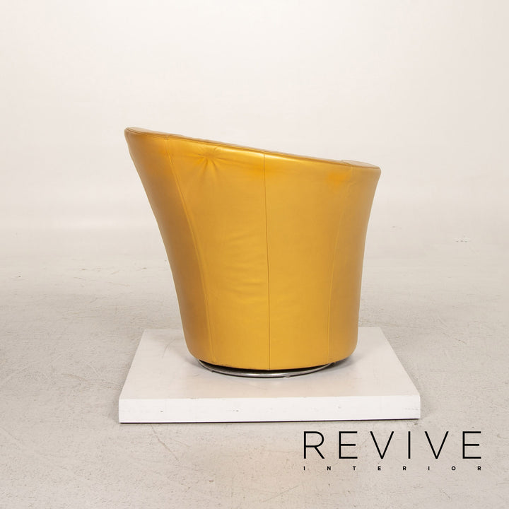 Bretz EVES ISLAND Leder Sessel Gold Loungesessel Drehbar #13629