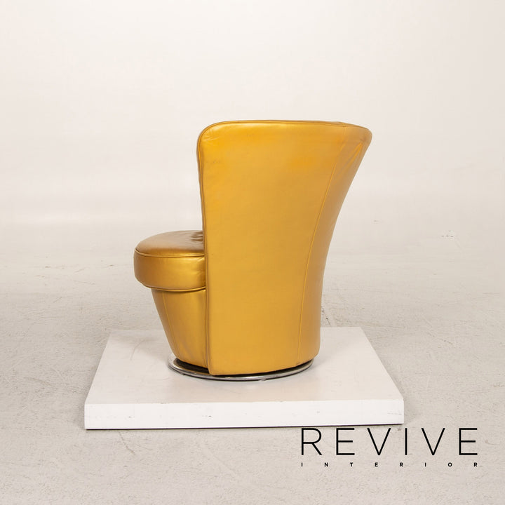 Bretz EVES ISLAND Leder Sessel Gold Loungesessel Drehbar #13629