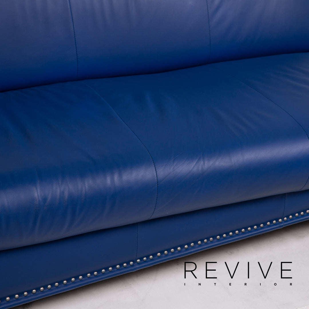 Bretz Gaudi Leder Sofa Blau Dreisitzer #15366