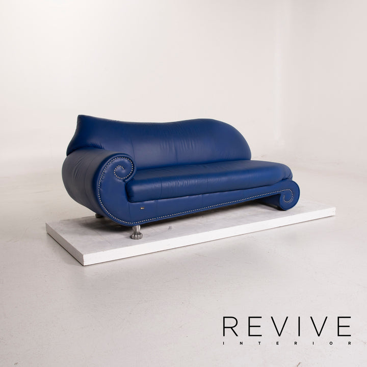 Bretz Gaudi Leder Sofa Blau Dreisitzer #15366