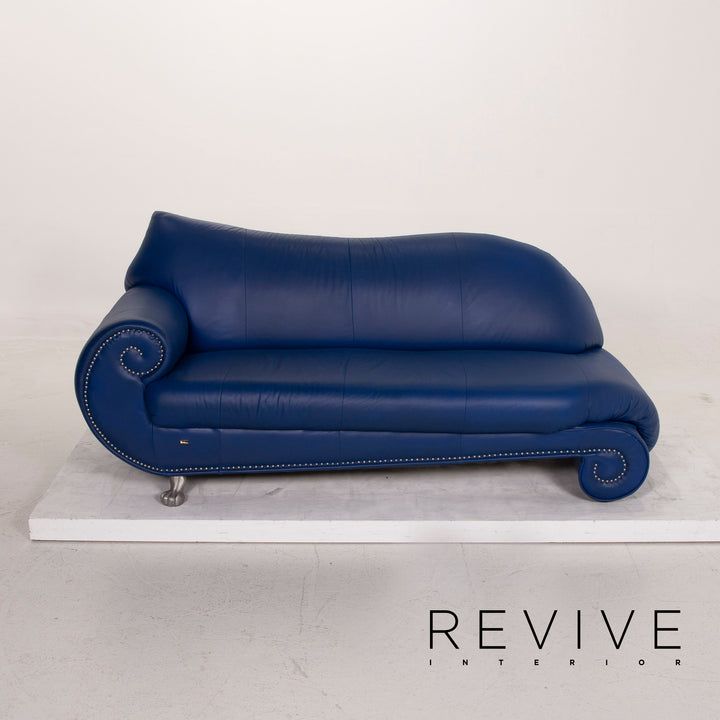 Bretz Gaudi Leder Sofa Blau Dreisitzer #15366