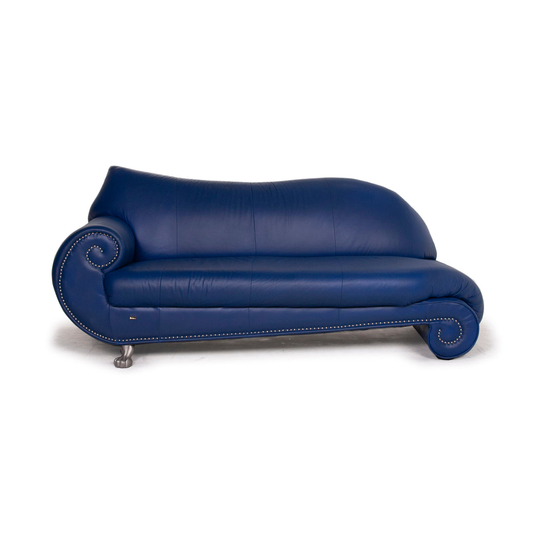 Bretz Gaudi Leder Sofa Blau Dreisitzer #15366
